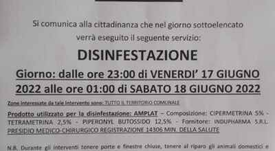 DISINFESTAZIONE TERRITORIO COMUNALE