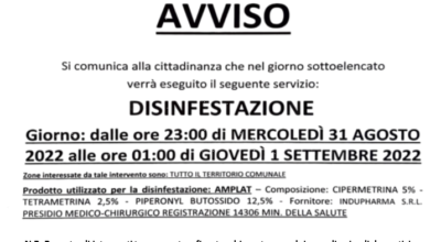 DISINFESTAZIONE TERRITORIO COMUNALE