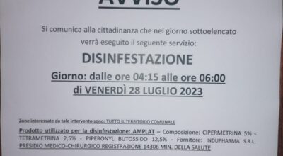 DISINFESTAZIONE TERRITORIO COMUNALE
